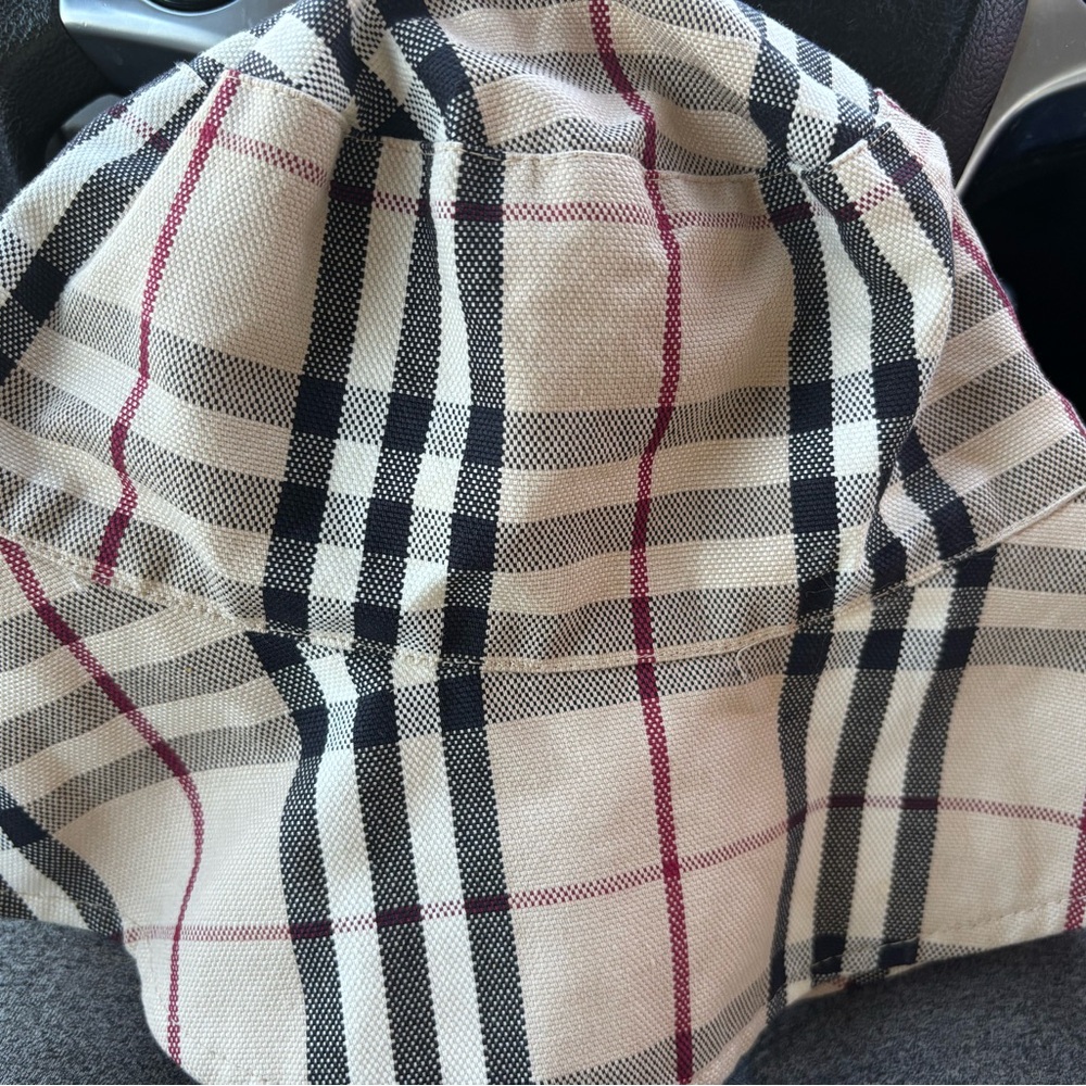 Burberry Beige and Black Plaid Bucket Hat